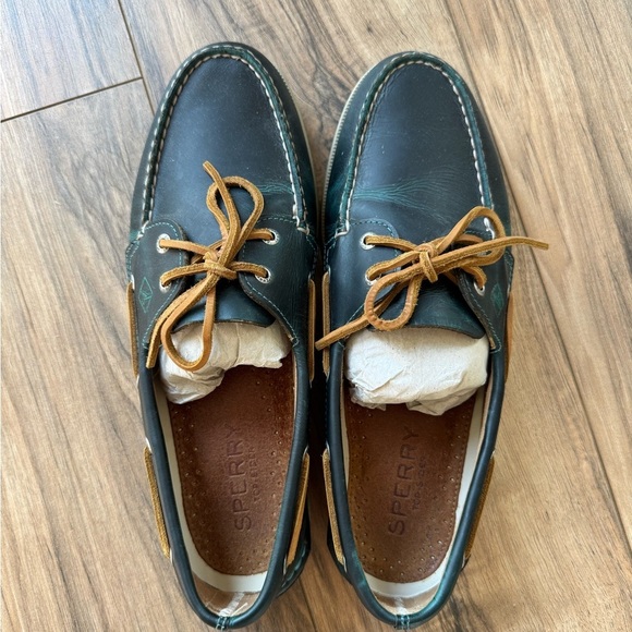 Men’s Navy blue leather preppy Sperry boat shoes sz 12